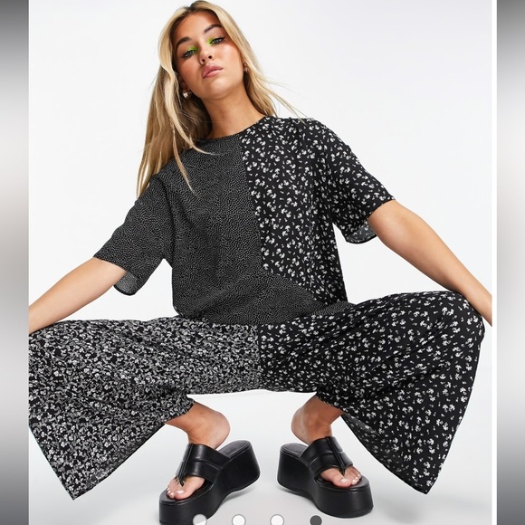 ASOS DESIGN mixed floral spot print smock jumpsuit 4 - Picture 9 of 9